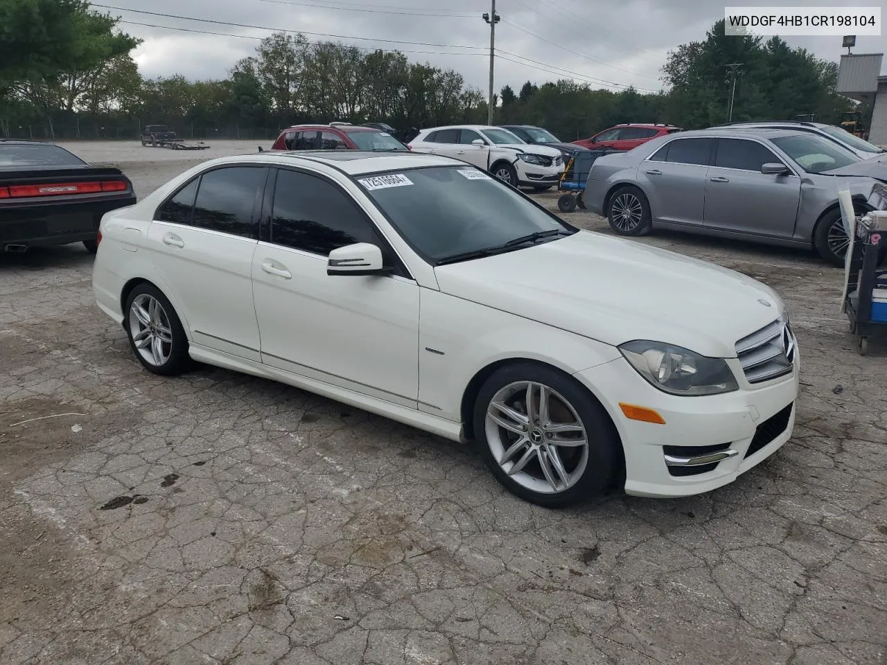 2012 Mercedes-Benz C 250 VIN: WDDGF4HB1CR198104 Lot: 72516664