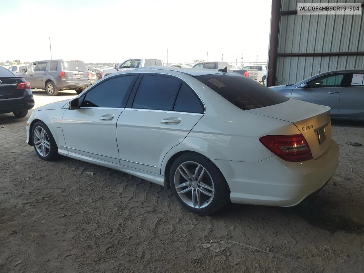 2012 Mercedes-Benz C 250 VIN: WDDGF4HB9CR191904 Lot: 73135064