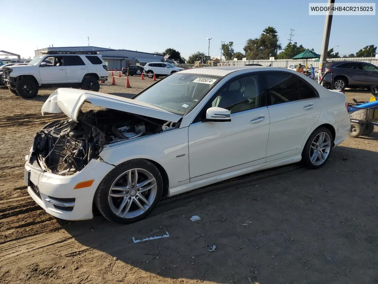 2012 Mercedes-Benz C 250 VIN: WDDGF4HB4CR215025 Lot: 75305074