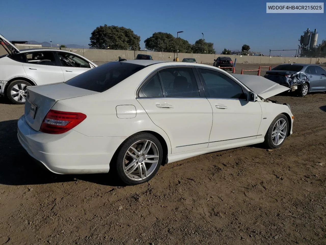 2012 Mercedes-Benz C 250 VIN: WDDGF4HB4CR215025 Lot: 75305074