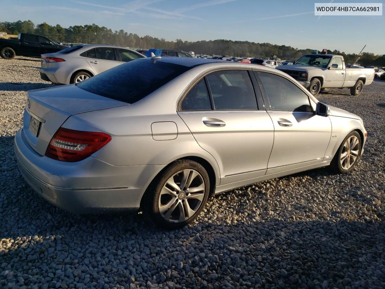 2012 Mercedes-Benz C 250 VIN: WDDGF4HB7CA662981 Lot: 77708274