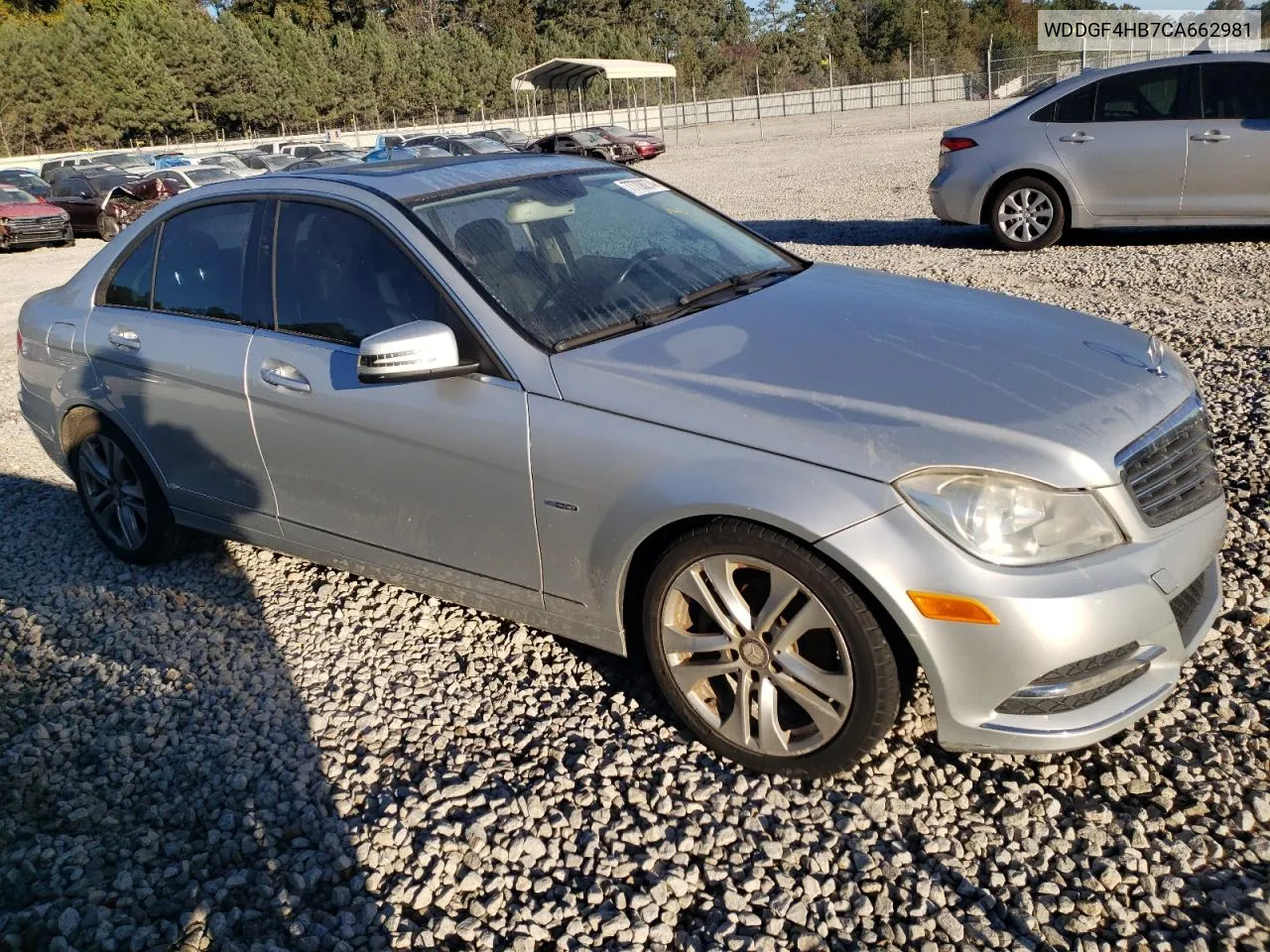 2012 Mercedes-Benz C 250 VIN: WDDGF4HB7CA662981 Lot: 77708274