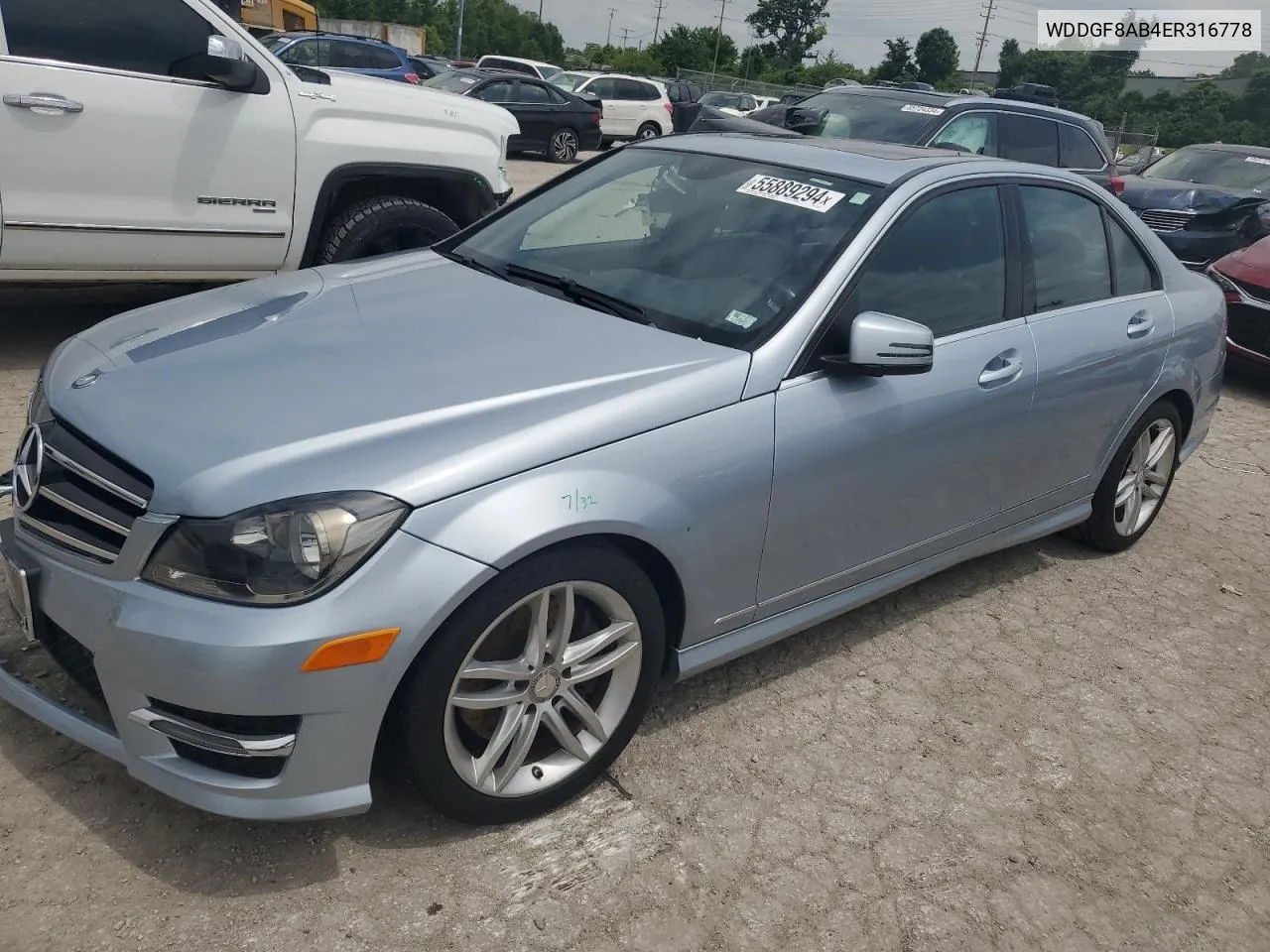 2014 Mercedes-Benz C 300 4Matic VIN: WDDGF8AB4ER316778 Lot: 55889294