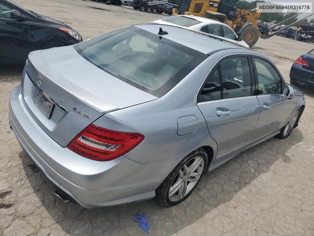 2014 Mercedes-Benz C 300 4Matic VIN: WDDGF8AB4ER316778 Lot: 55889294