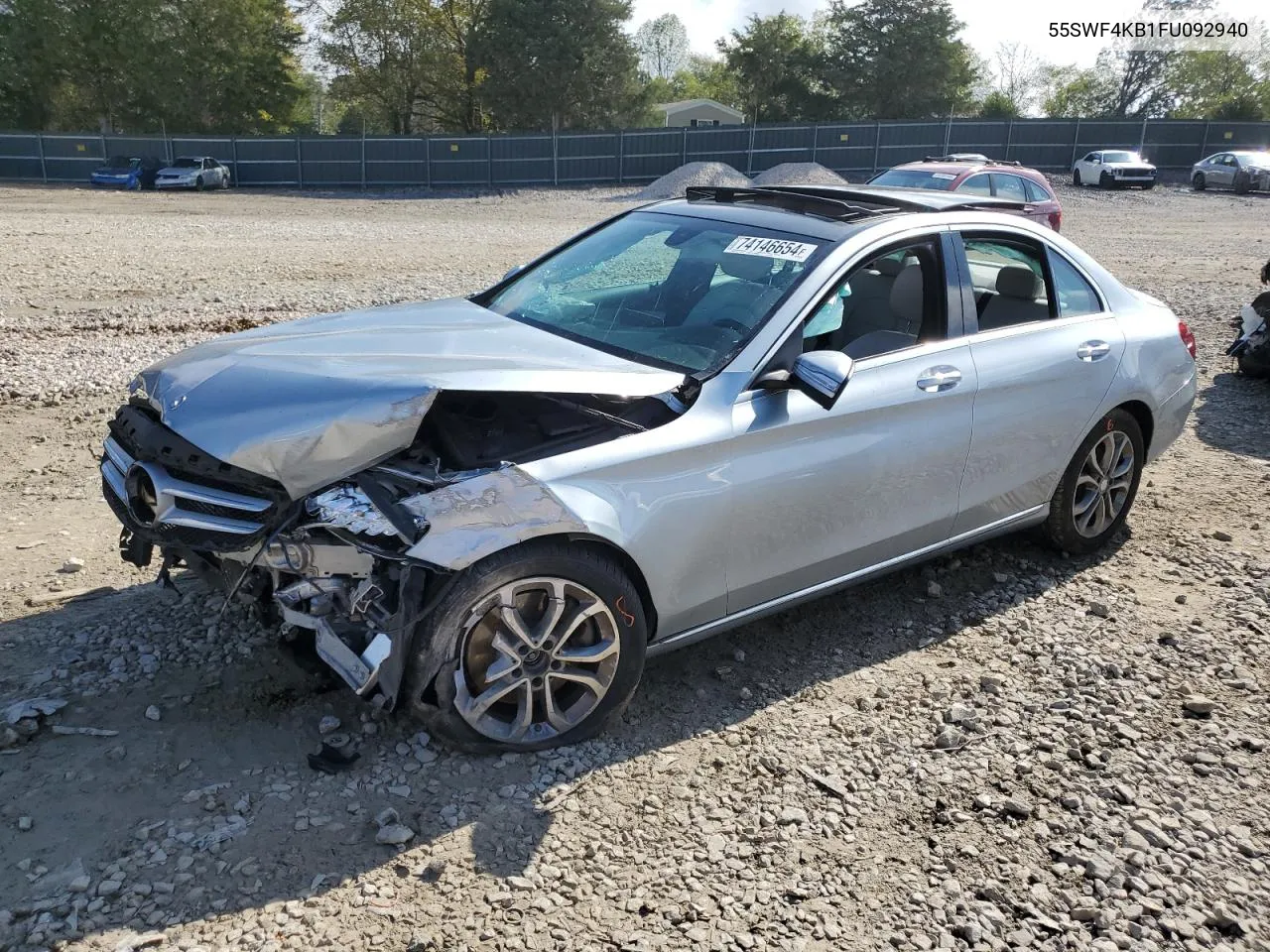 2015 Mercedes-Benz C 300 4Matic VIN: 55SWF4KB1FU092940 Lot: 74146654