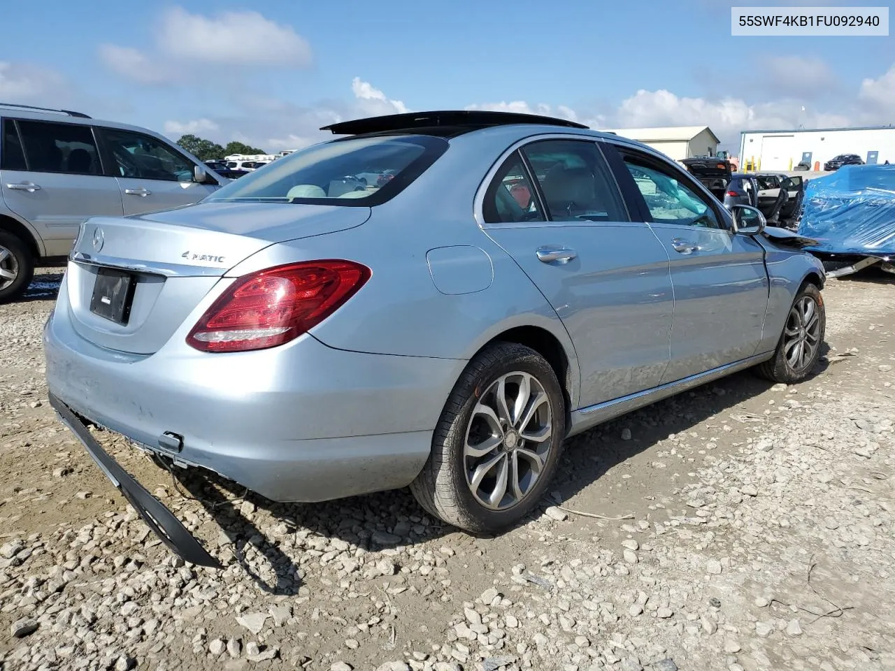 2015 Mercedes-Benz C 300 4Matic VIN: 55SWF4KB1FU092940 Lot: 74146654