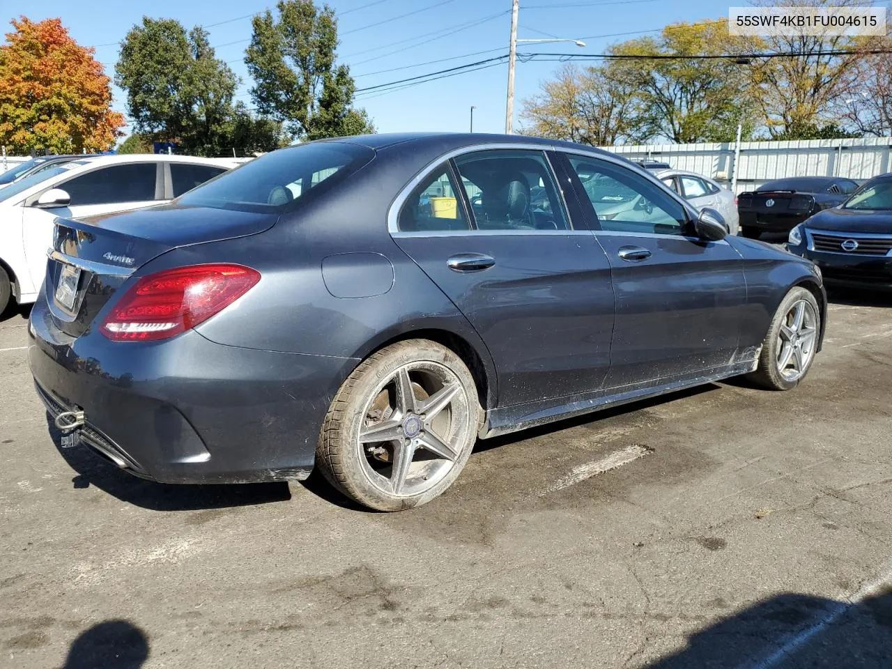 2015 Mercedes-Benz C 300 4Matic VIN: 55SWF4KB1FU004615 Lot: 77126254