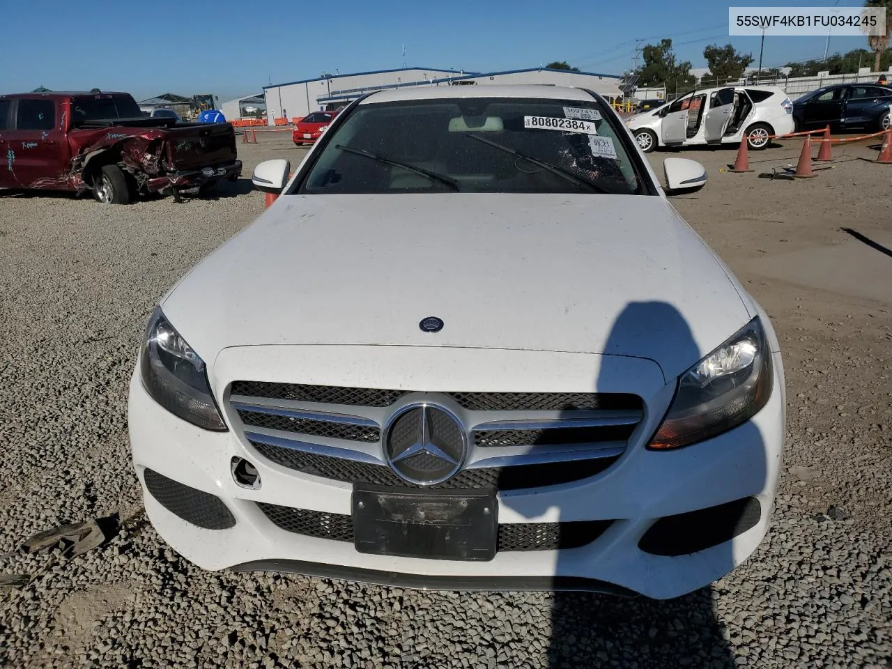 2015 Mercedes-Benz C 300 4Matic VIN: 55SWF4KB1FU034245 Lot: 80802384