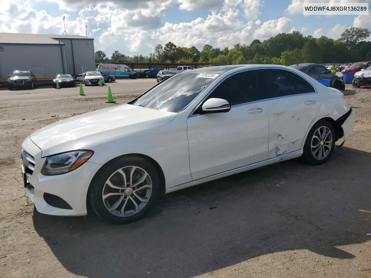 2016 Mercedes-Benz C 300 VIN: WDDWF4JBXGR136289 Lot: 71202334