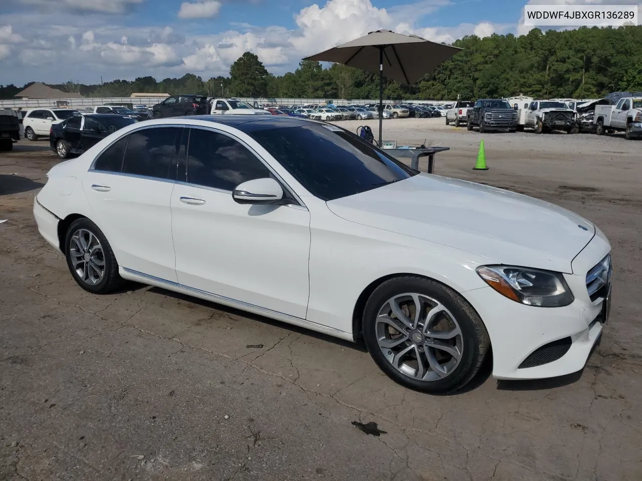 2016 Mercedes-Benz C 300 VIN: WDDWF4JBXGR136289 Lot: 71202334