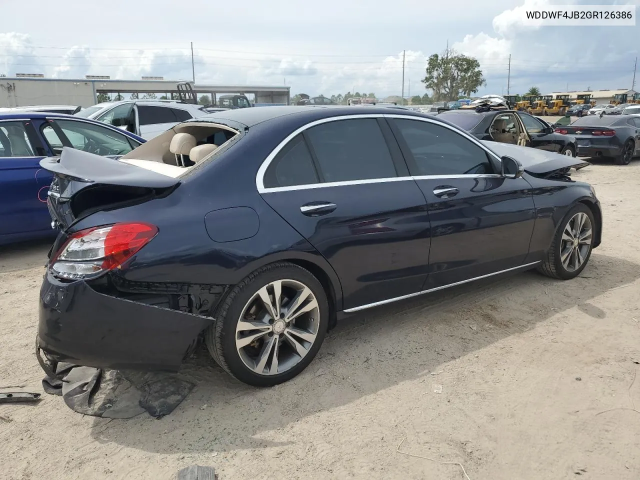 2016 Mercedes-Benz C 300 VIN: WDDWF4JB2GR126386 Lot: 71258864