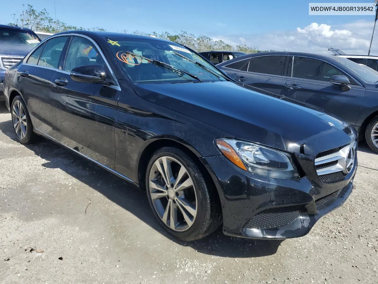 2016 Mercedes-Benz C 300 VIN: WDDWF4JB0GR139542 Lot: 74802234