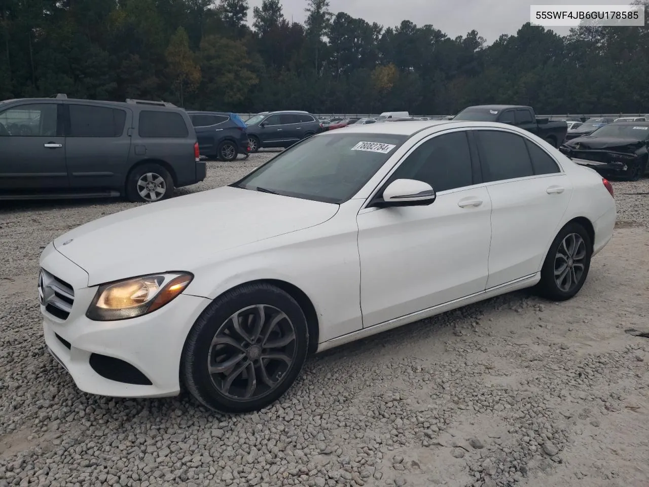 2016 Mercedes-Benz C 300 VIN: 55SWF4JB6GU178585 Lot: 78082784