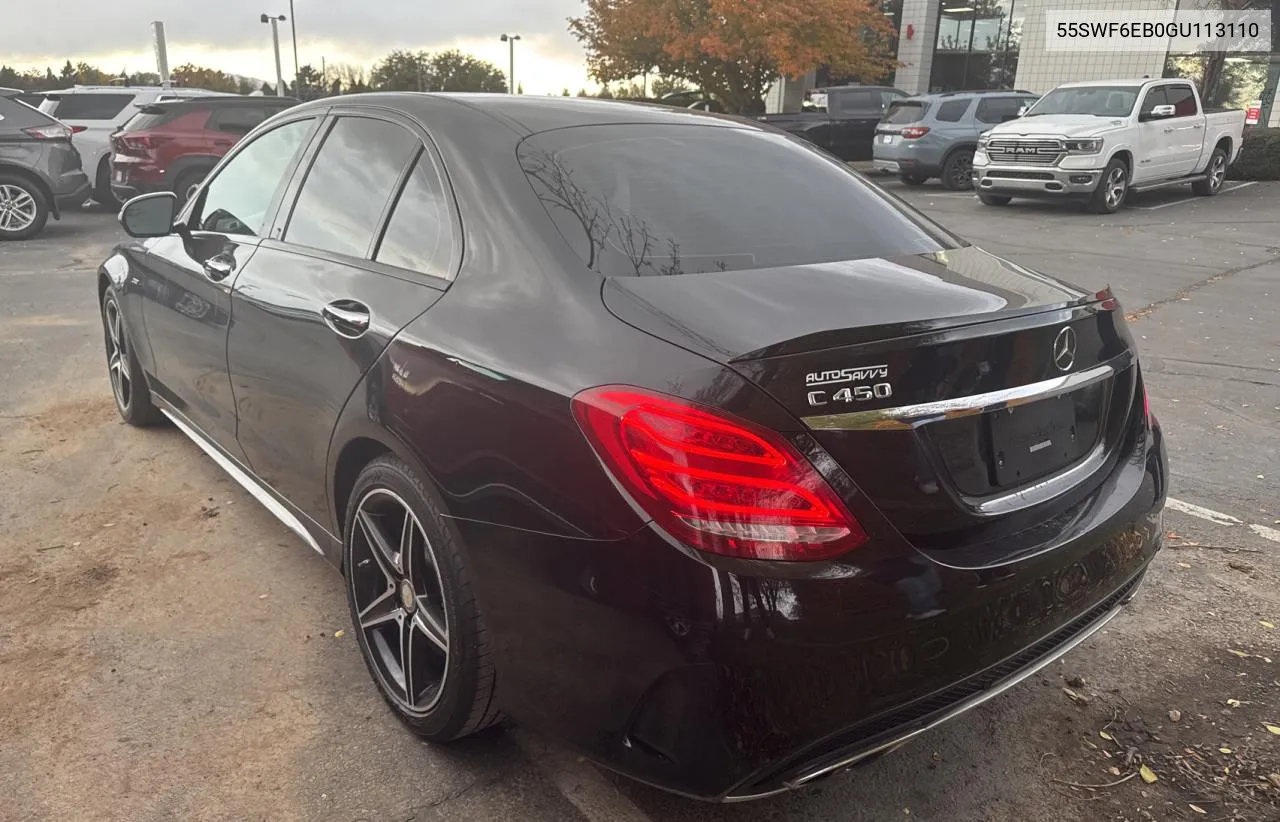 2016 Mercedes-Benz C 450 4Matic Amg VIN: 55SWF6EB0GU113110 Lot: 81379484