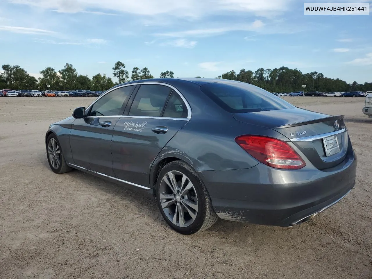 2017 Mercedes-Benz C 300 VIN: WDDWF4JB4HR251441 Lot: 69199794