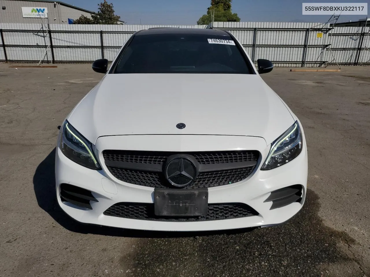 2017 Mercedes-Benz C 300 VIN: 55SWF8DBXKU322117 Lot: 74630734