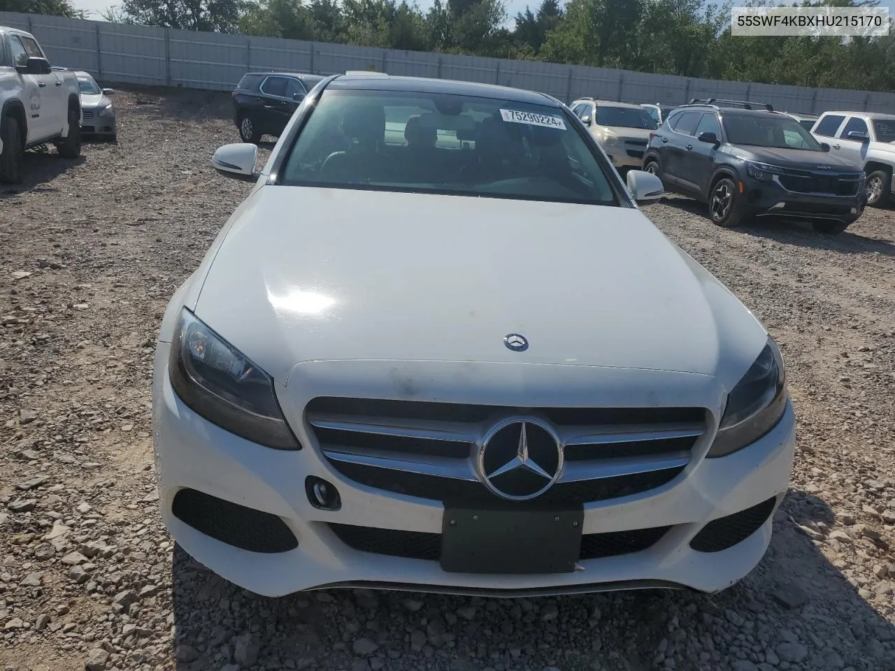 2017 Mercedes-Benz C 300 4Matic VIN: 55SWF4KBXHU215170 Lot: 75290224