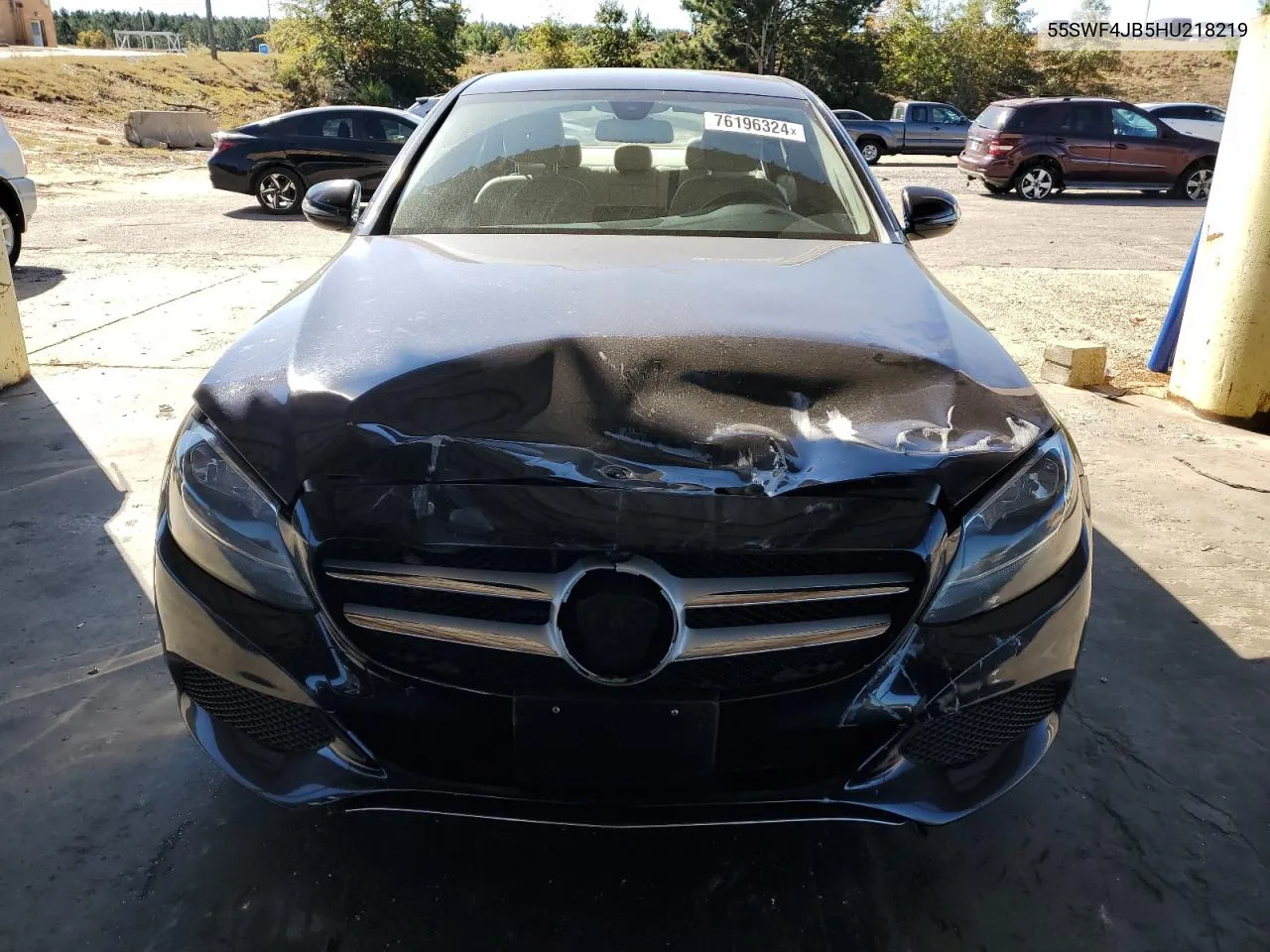 2017 Mercedes-Benz C 300 VIN: 55SWF4JB5HU218219 Lot: 76196324