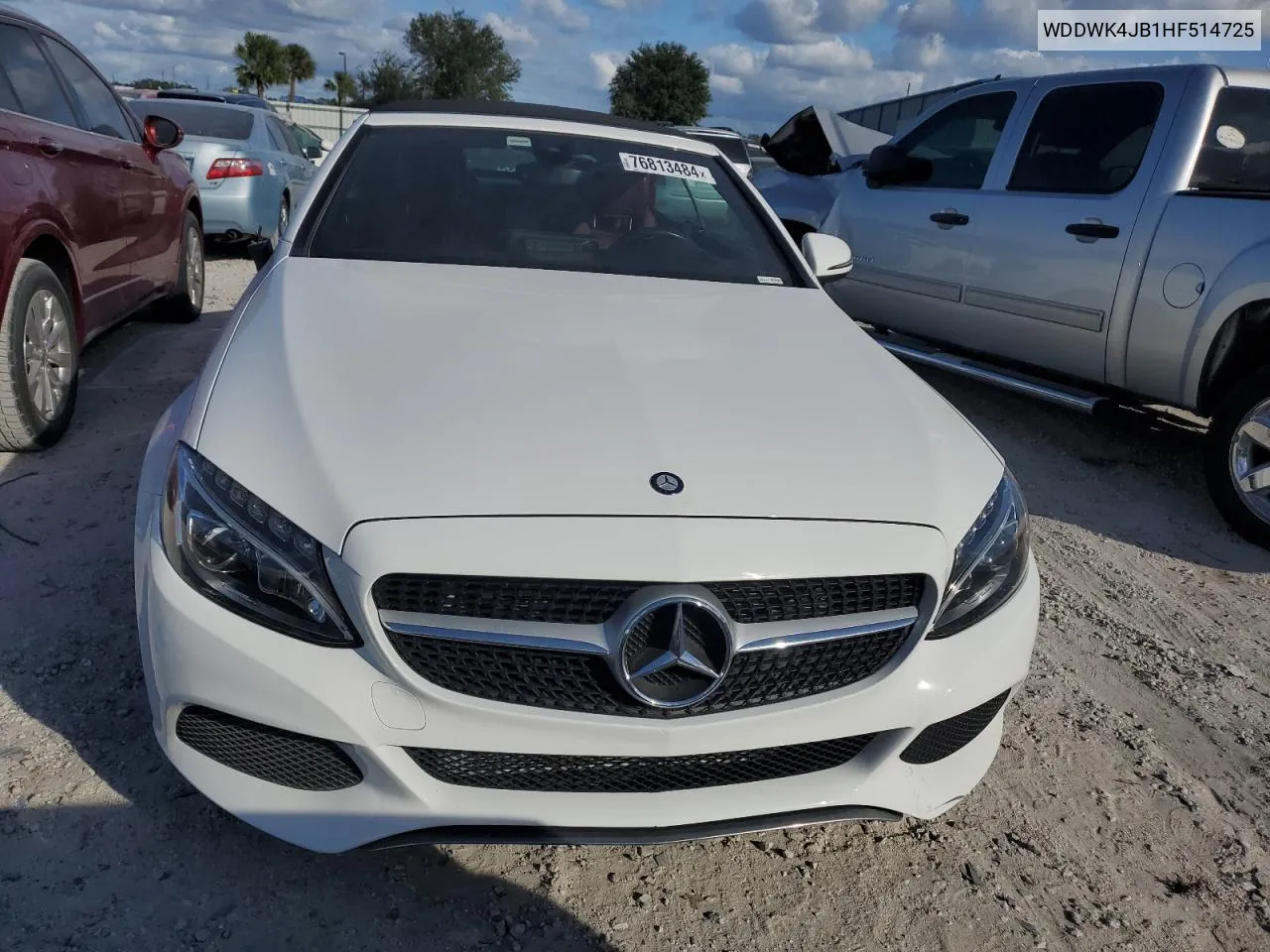 2017 Mercedes-Benz C 300 VIN: WDDWK4JB1HF514725 Lot: 76813484