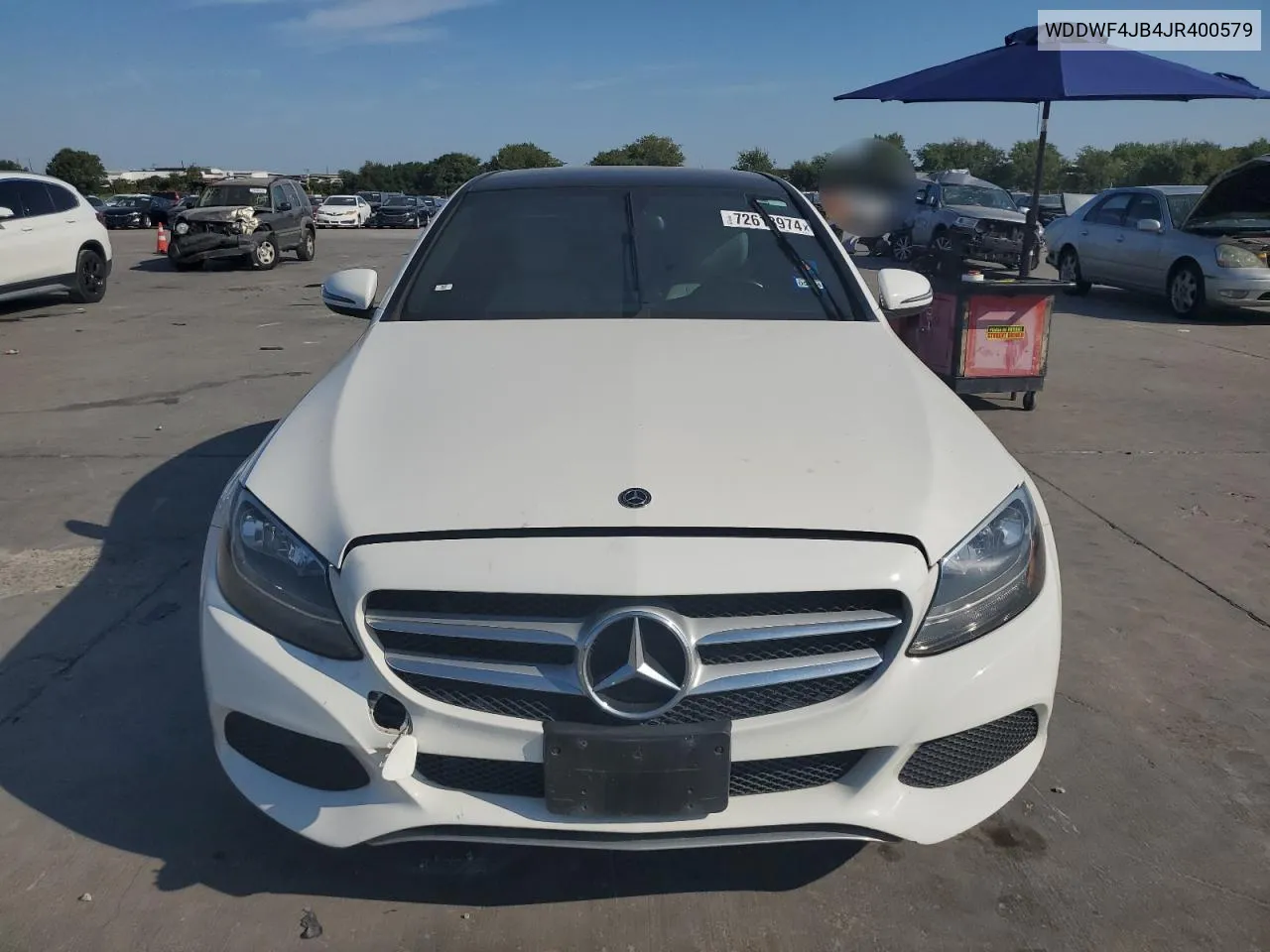 2018 Mercedes-Benz C 300 VIN: WDDWF4JB4JR400579 Lot: 72613974