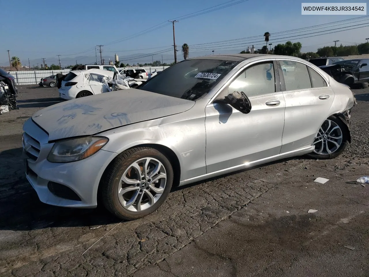 2018 Mercedes-Benz C 300 4Matic VIN: WDDWF4KB3JR334542 Lot: 72630724