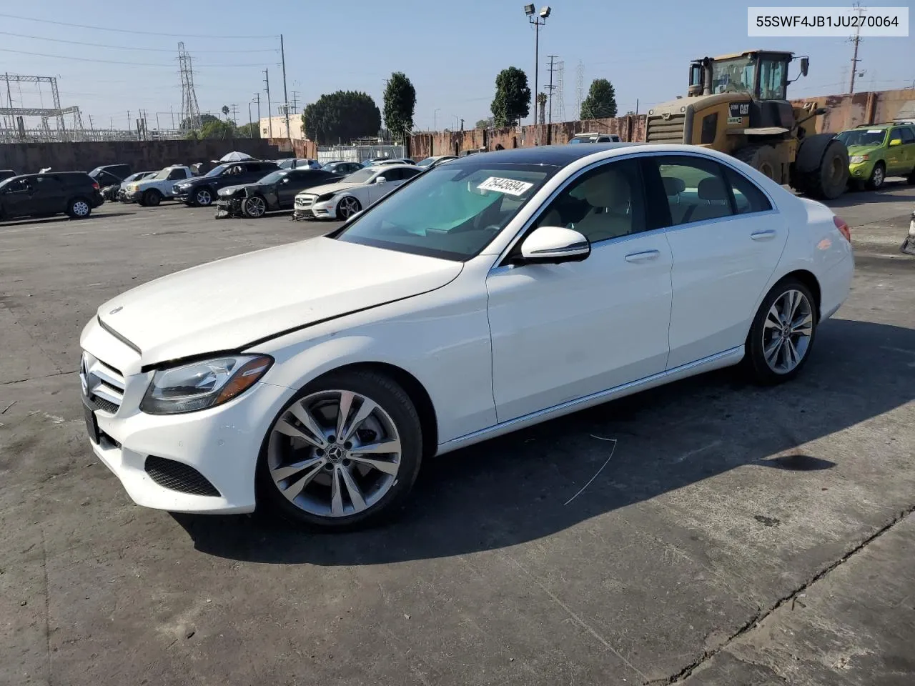 2018 Mercedes-Benz C 300 VIN: 55SWF4JB1JU270064 Lot: 75445694