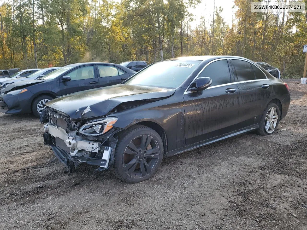 2018 Mercedes-Benz C 300 4Matic VIN: 55SWF4KB0JU274671 Lot: 75830434