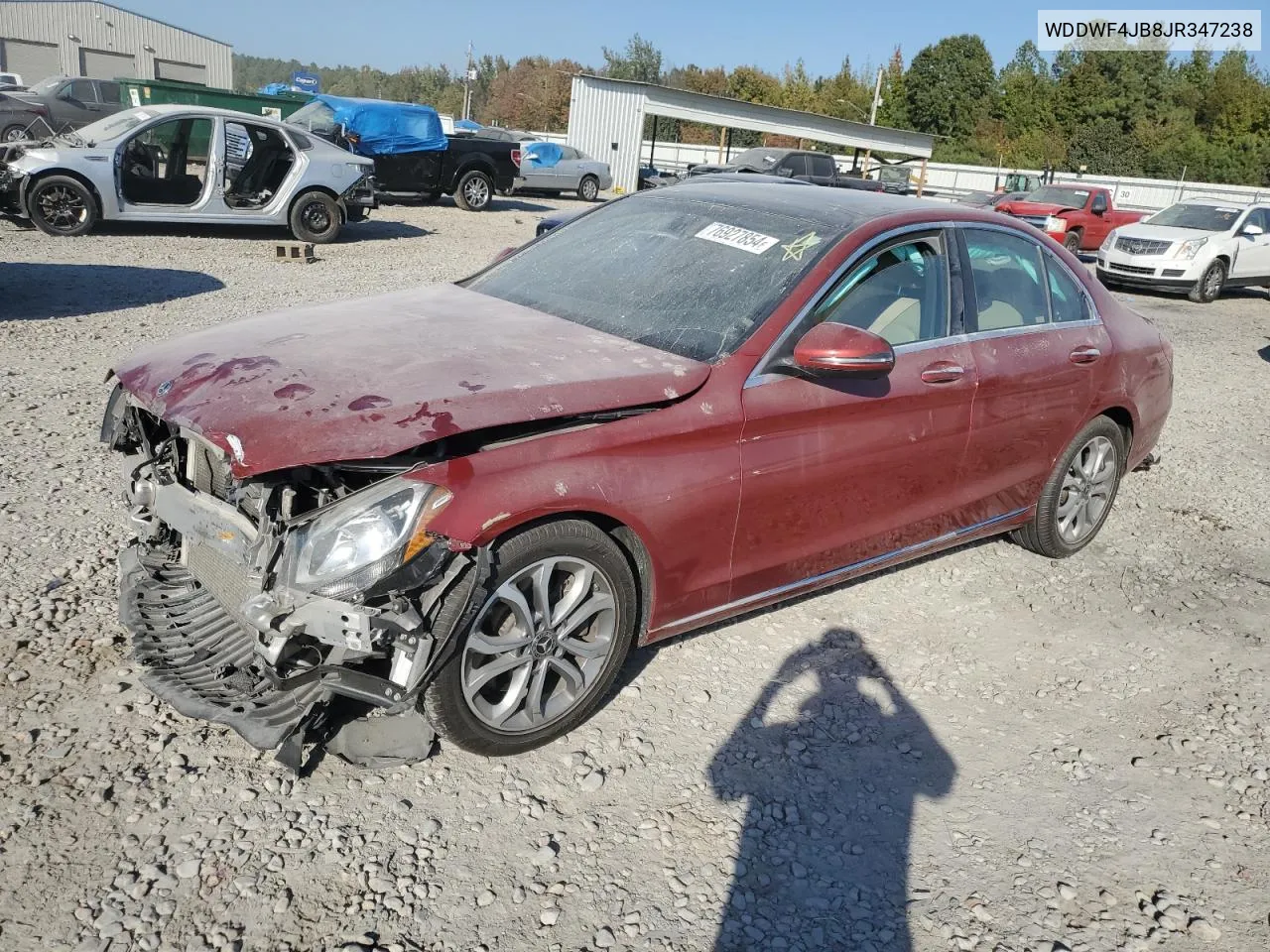 2018 Mercedes-Benz C 300 VIN: WDDWF4JB8JR347238 Lot: 76927854