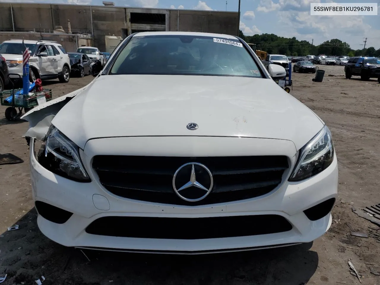 2019 Mercedes-Benz C 300 4Matic VIN: 55SWF8EB1KU296781 Lot: 57408564