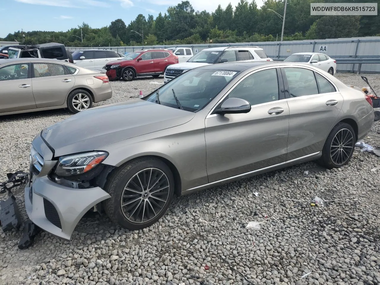 2019 Mercedes-Benz C 300 VIN: WDDWF8DB6KR515723 Lot: 67170064