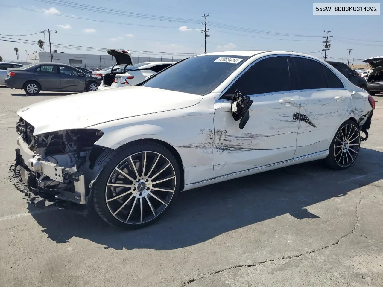 2019 Mercedes-Benz C 300 VIN: 55SWF8DB3KU314392 Lot: 72060444