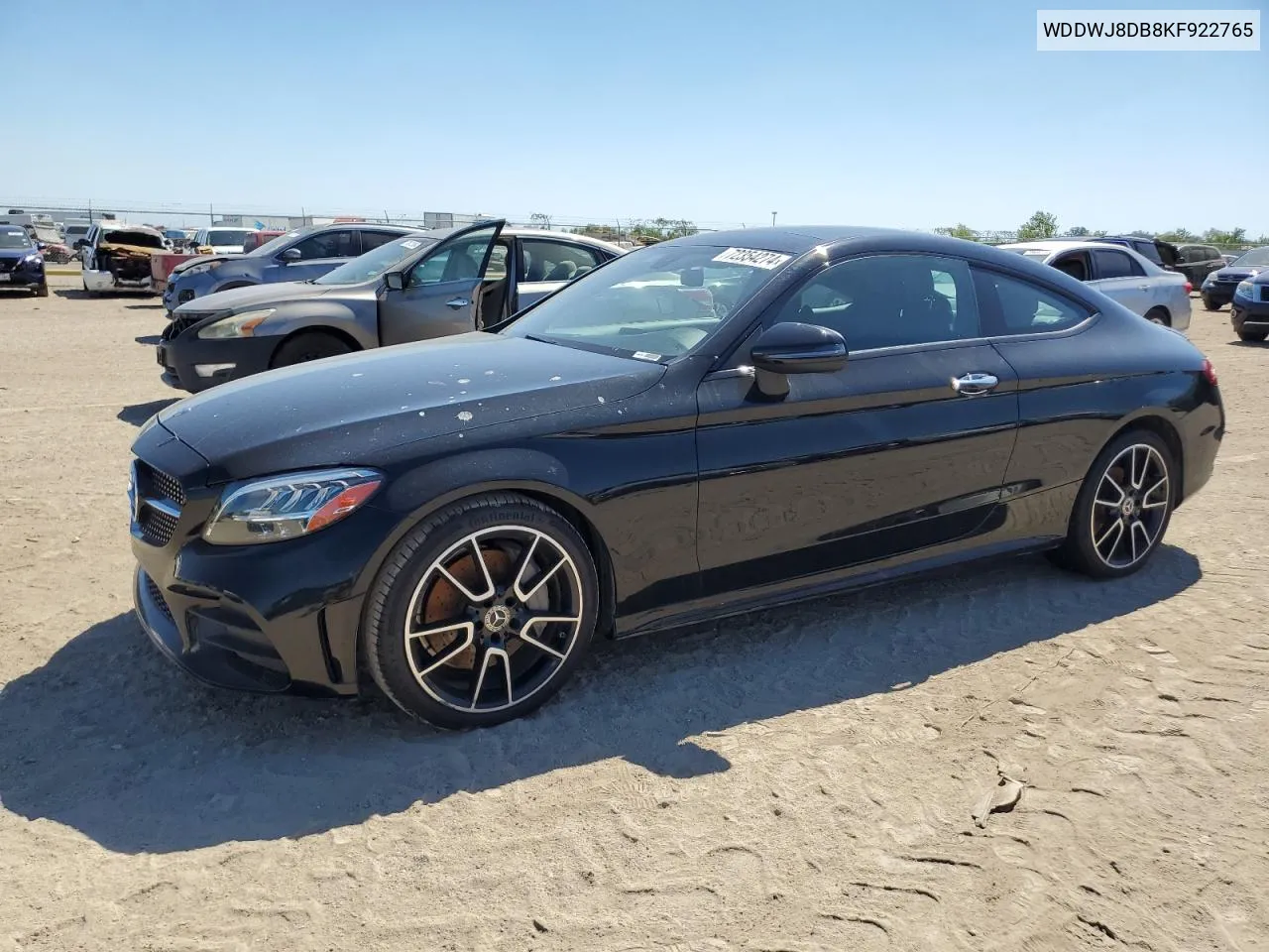 2019 Mercedes-Benz C 300 VIN: WDDWJ8DB8KF922765 Lot: 75459514