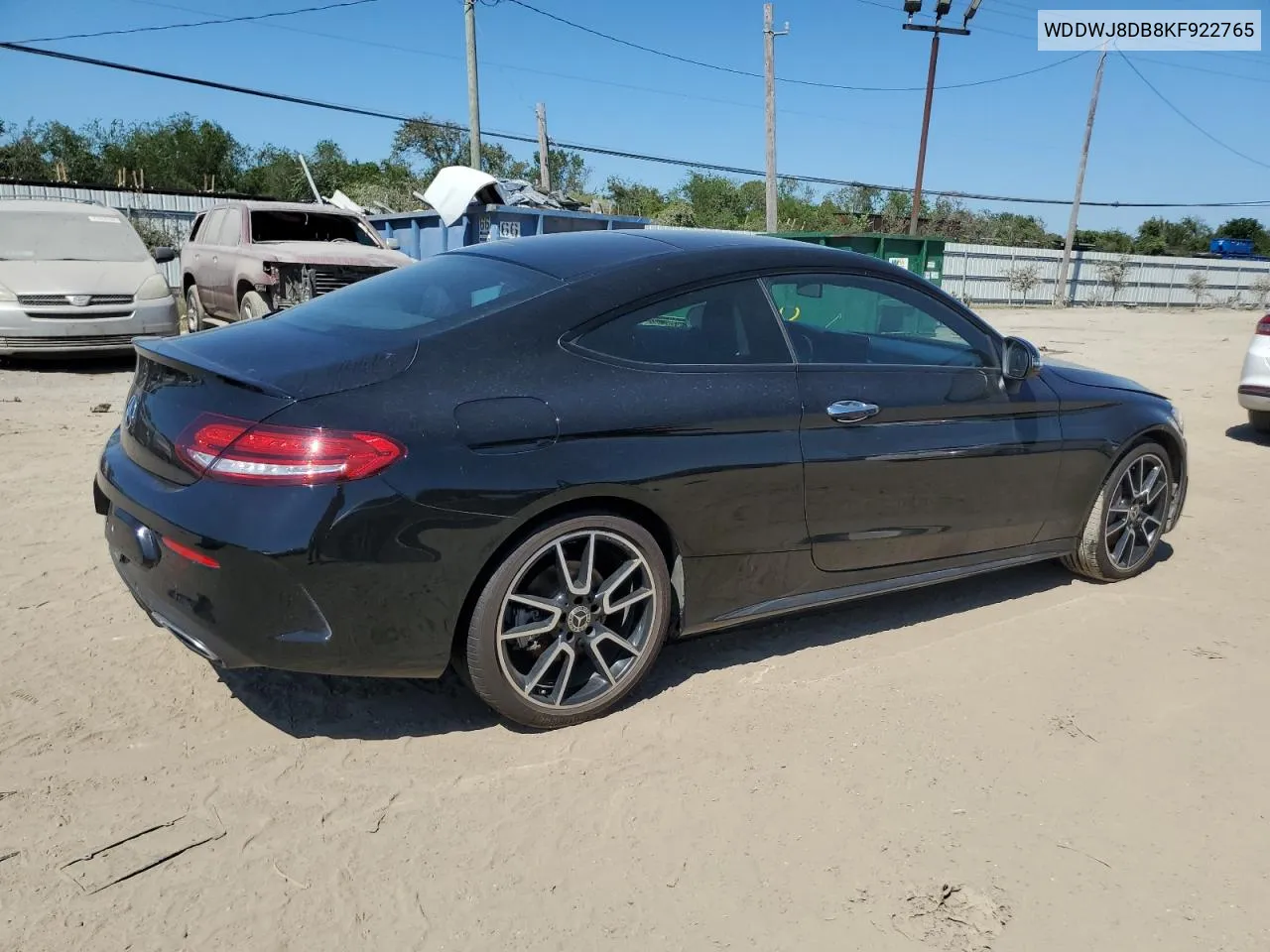 2019 Mercedes-Benz C 300 VIN: WDDWJ8DB8KF922765 Lot: 75459514