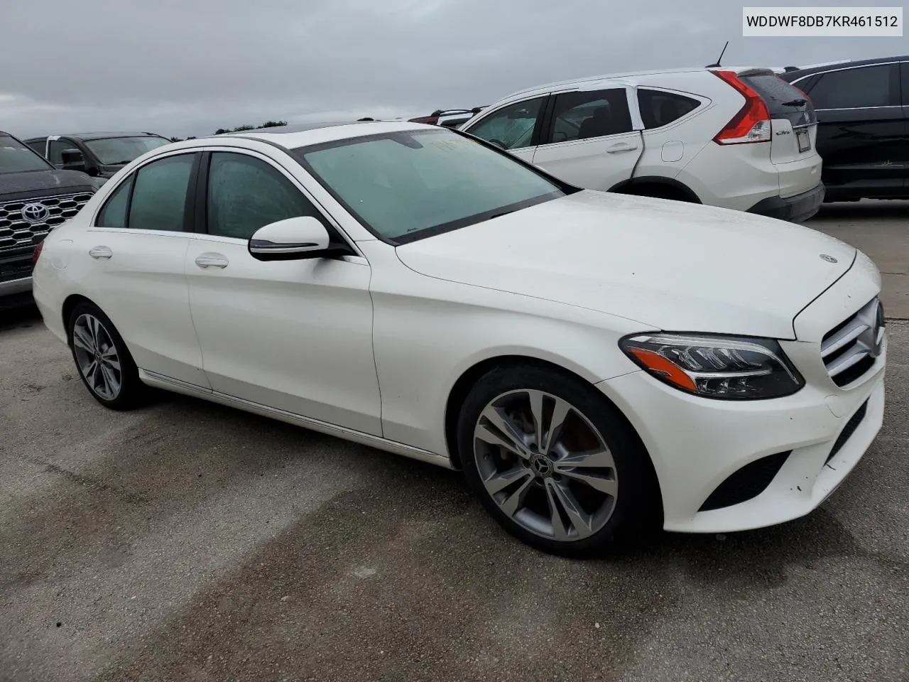 2019 Mercedes-Benz C 300 VIN: WDDWF8DB7KR461512 Lot: 74677864