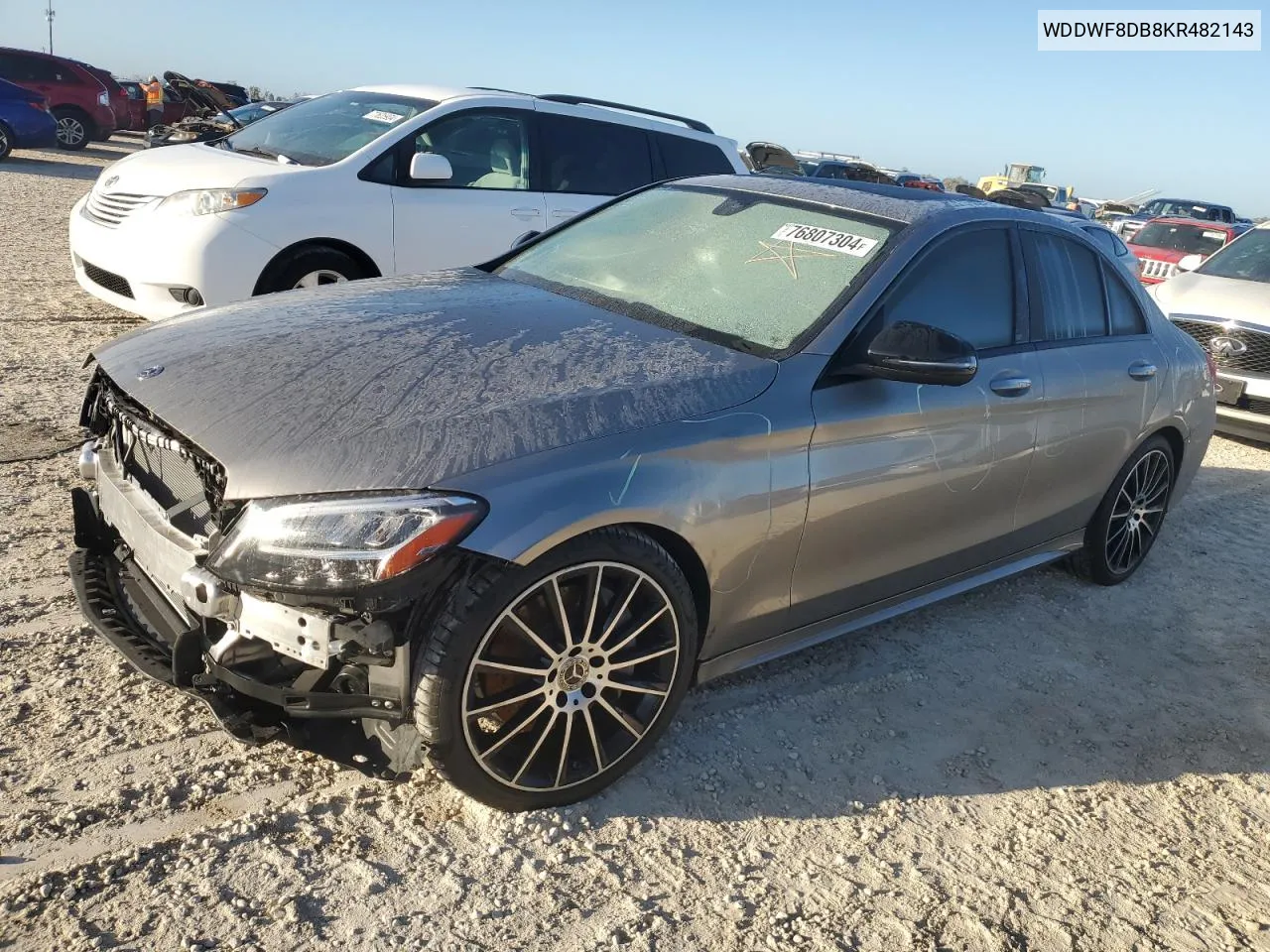 2019 Mercedes-Benz C 300 VIN: WDDWF8DB8KR482143 Lot: 76807304