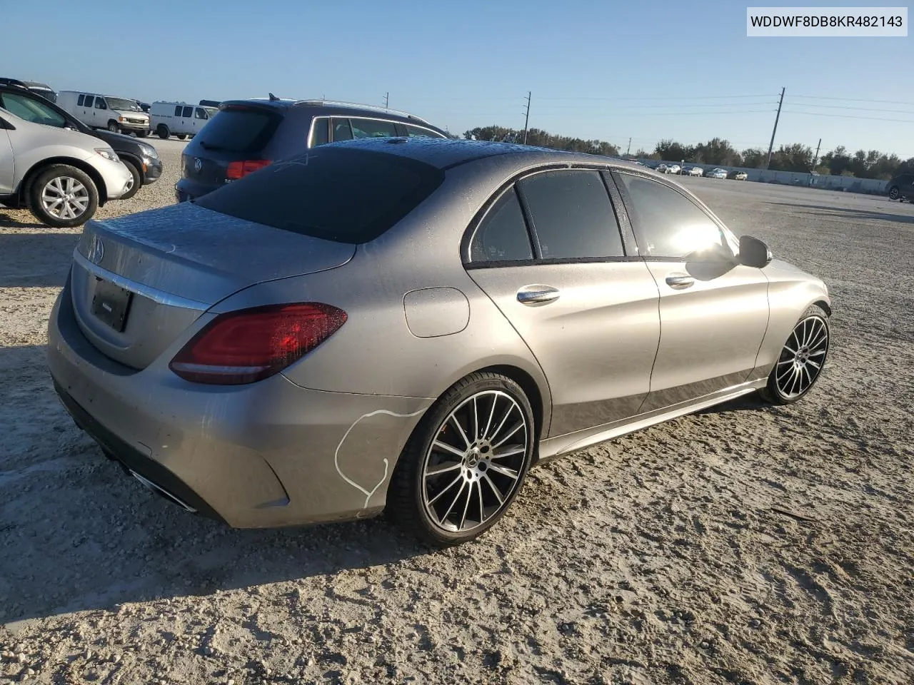 2019 Mercedes-Benz C 300 VIN: WDDWF8DB8KR482143 Lot: 76807304