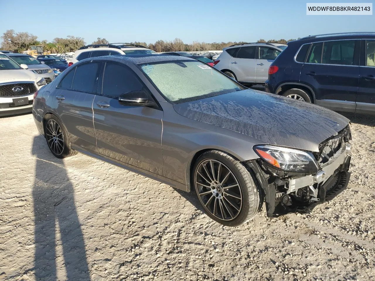 2019 Mercedes-Benz C 300 VIN: WDDWF8DB8KR482143 Lot: 76807304