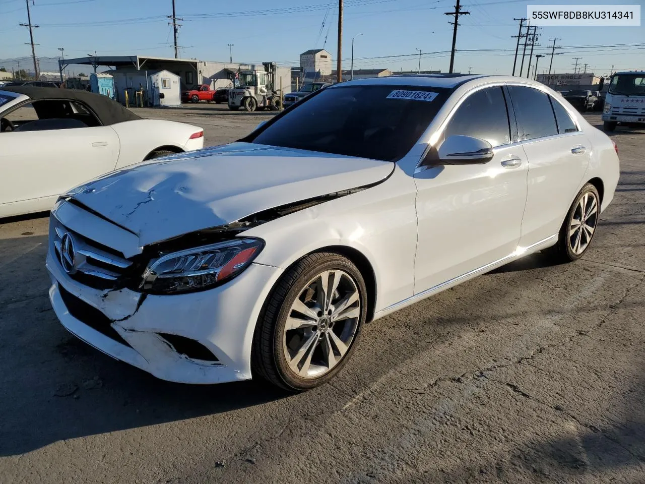 2019 Mercedes-Benz C 300 VIN: 55SWF8DB8KU314341 Lot: 80901624