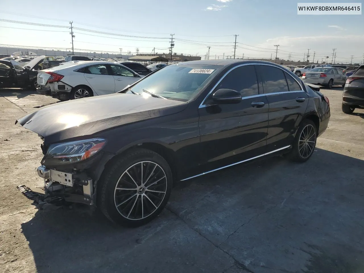 2021 Mercedes-Benz C 300 VIN: W1KWF8DBXMR646415 Lot: 74138624