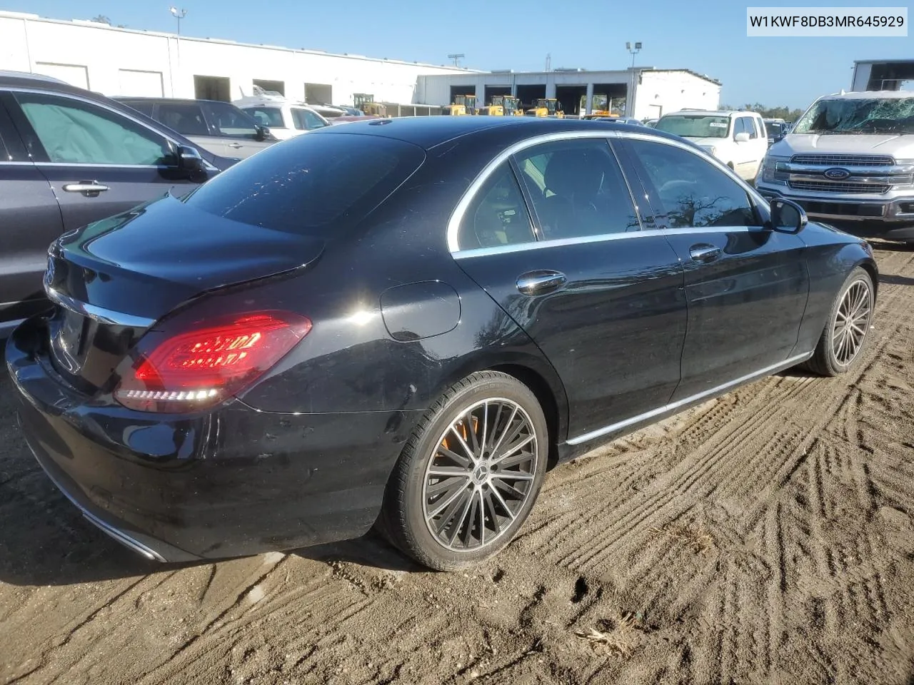 2021 Mercedes-Benz C 300 VIN: W1KWF8DB3MR645929 Lot: 77075094