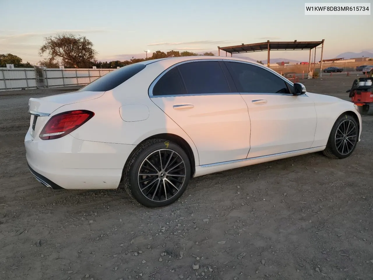 2021 Mercedes-Benz C 300 VIN: W1KWF8DB3MR615734 Lot: 79863694