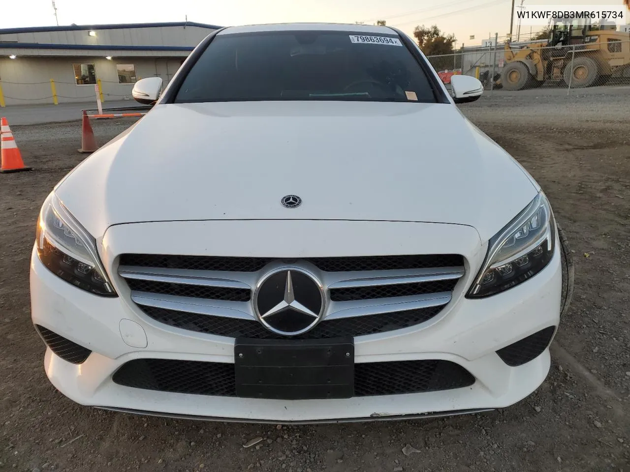 2021 Mercedes-Benz C 300 VIN: W1KWF8DB3MR615734 Lot: 79863694