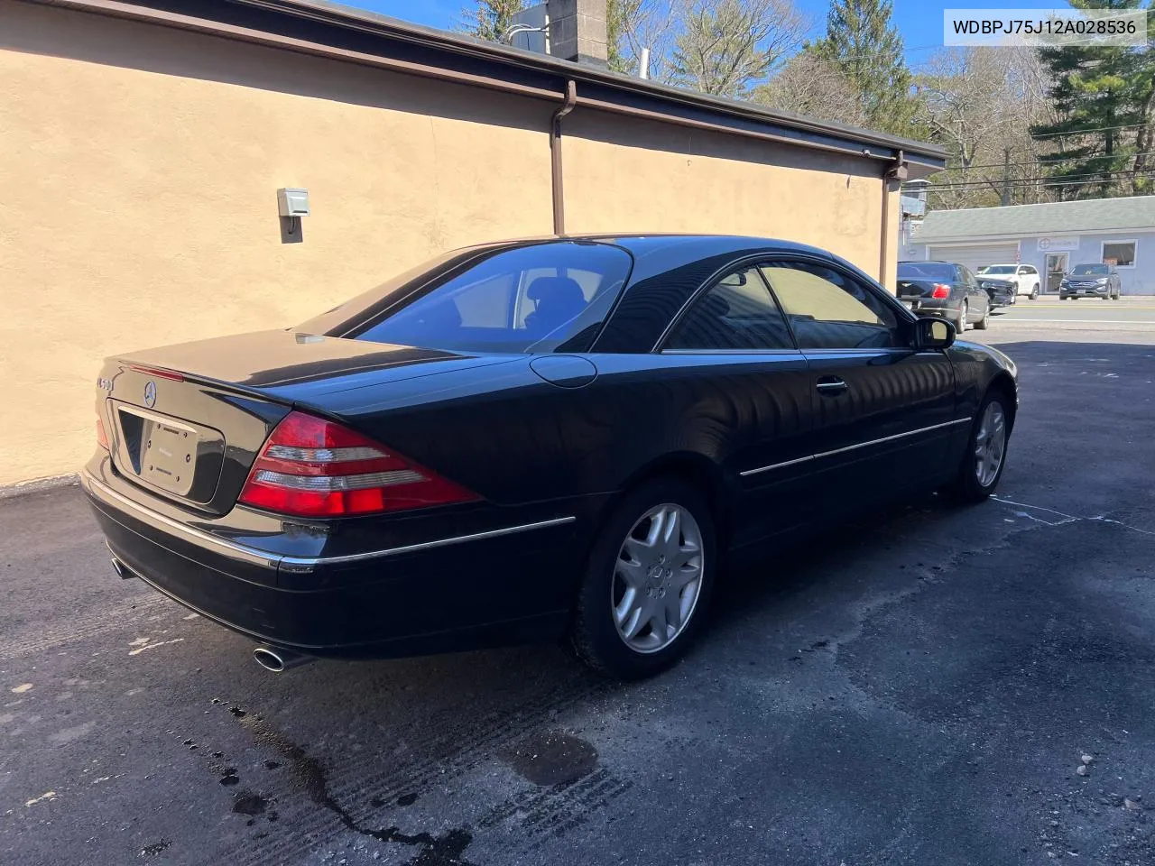 2002 Mercedes-Benz Cl 500 VIN: WDBPJ75J12A028536 Lot: 80300524