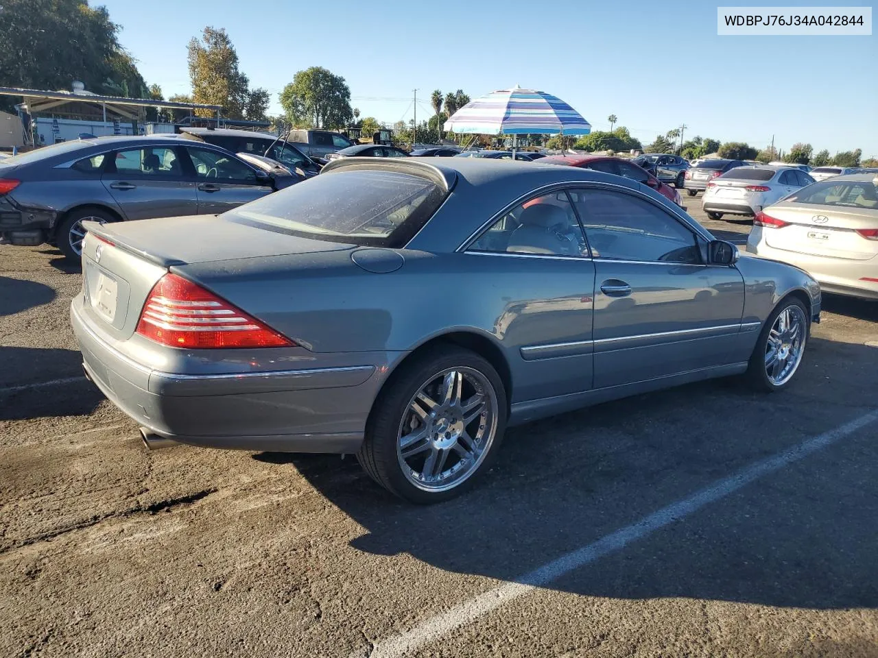 2004 Mercedes-Benz Cl 600 VIN: WDBPJ76J34A042844 Lot: 77804394