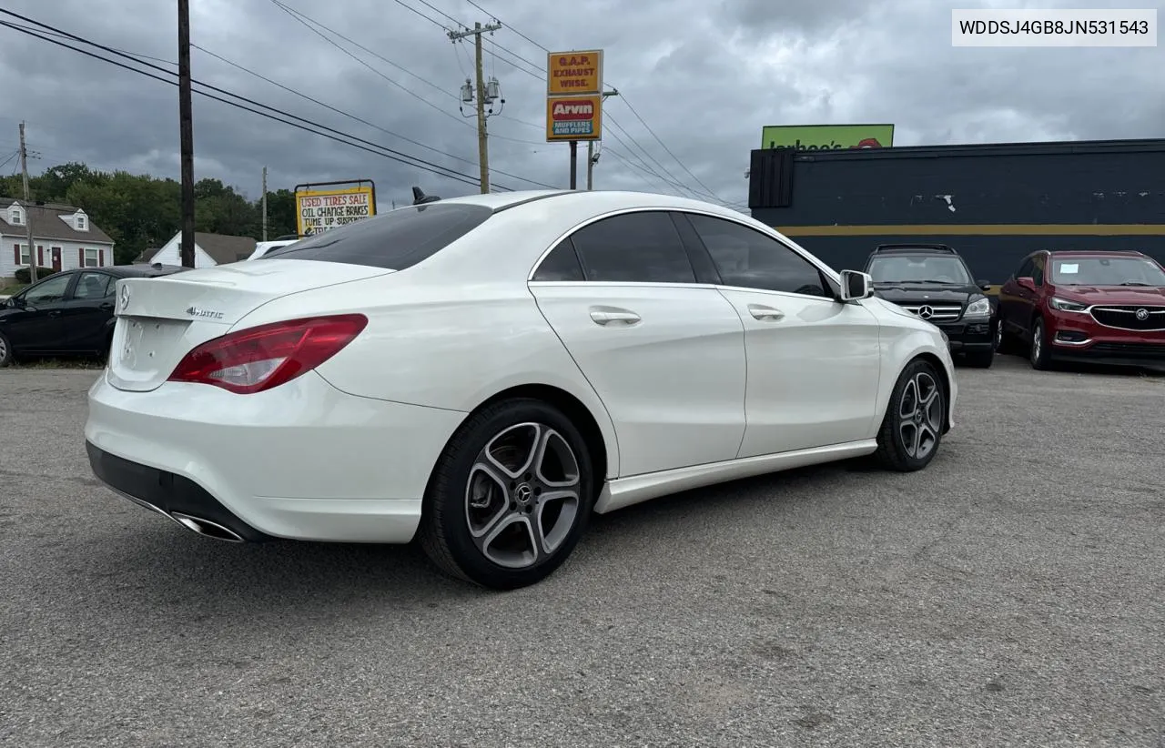 2018 Mercedes-Benz Cla 250 4Matic VIN: WDDSJ4GB8JN531543 Lot: 73561184