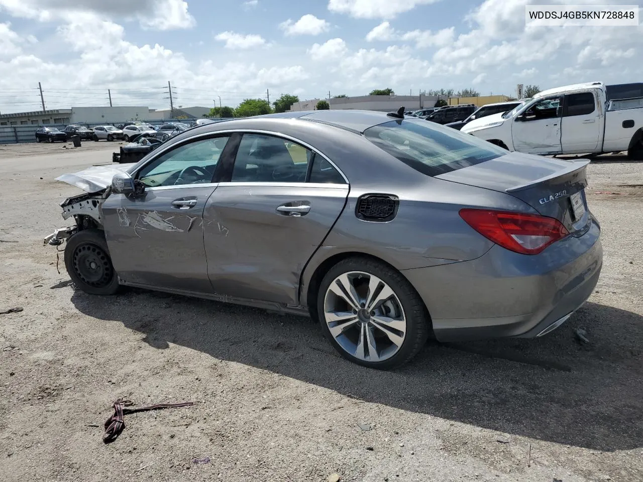 2019 Mercedes-Benz Cla 250 4Matic VIN: WDDSJ4GB5KN728848 Lot: 70183714