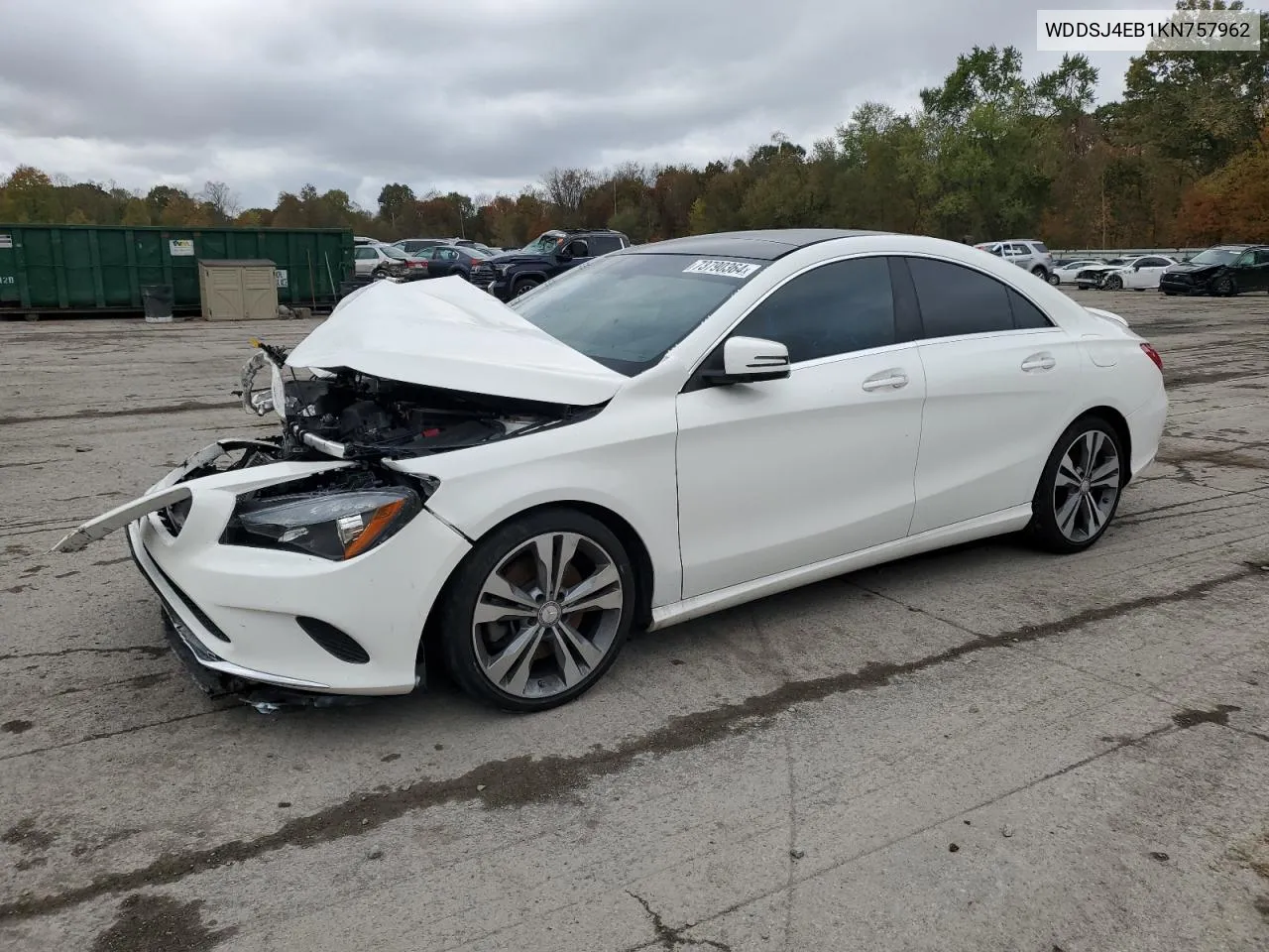 2019 Mercedes-Benz Cla 250 VIN: WDDSJ4EB1KN757962 Lot: 73790364