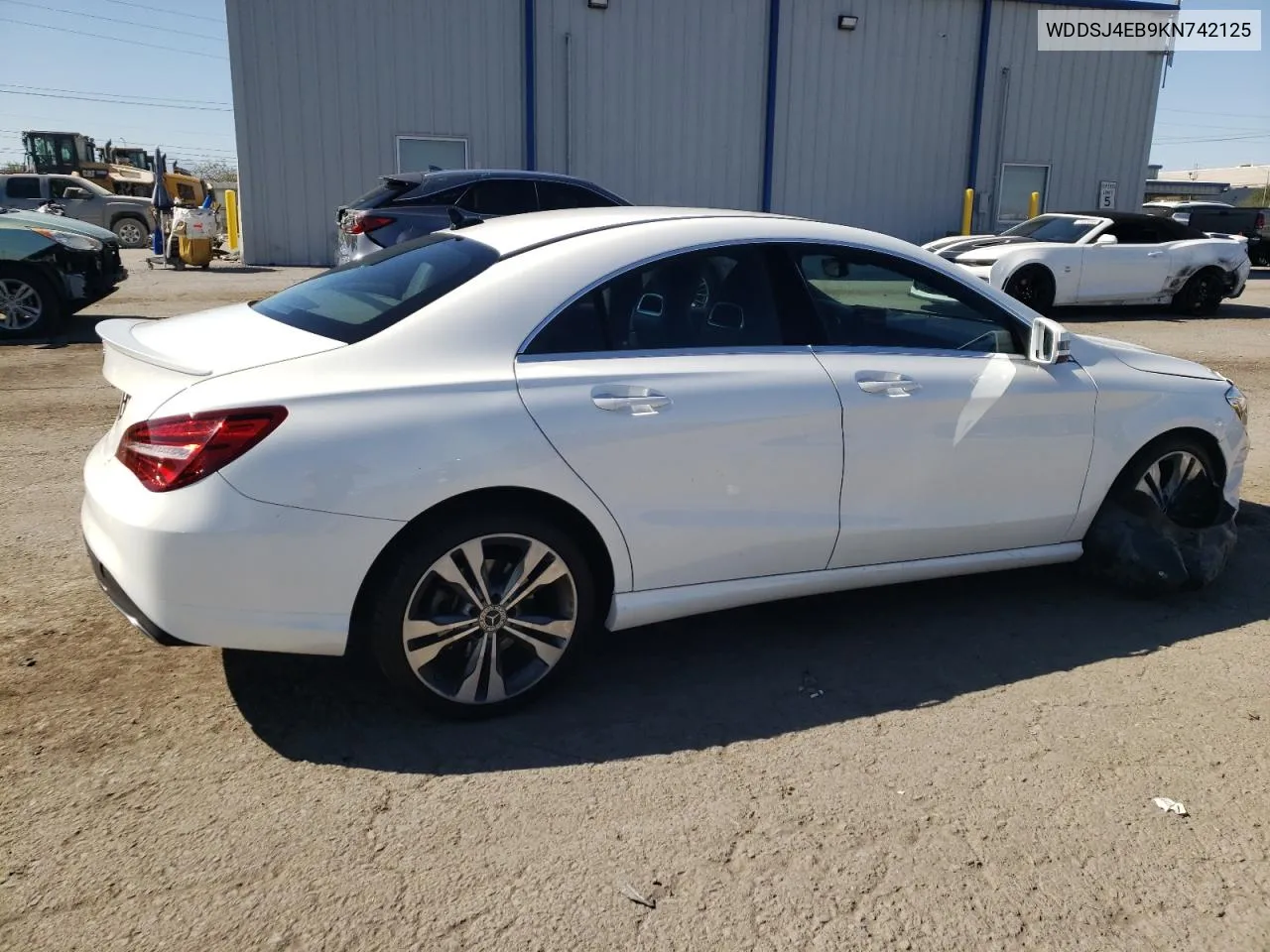 2019 Mercedes-Benz Cla 250 VIN: WDDSJ4EB9KN742125 Lot: 74994334