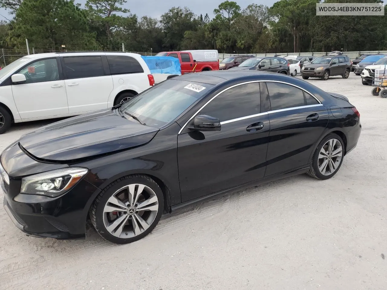 2019 Mercedes-Benz Cla 250 VIN: WDDSJ4EB3KN751225 Lot: 76140484