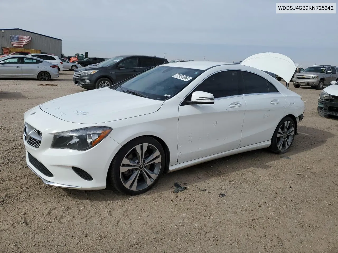 2019 Mercedes-Benz Cla 250 4Matic VIN: WDDSJ4GB9KN725242 Lot: 77977954